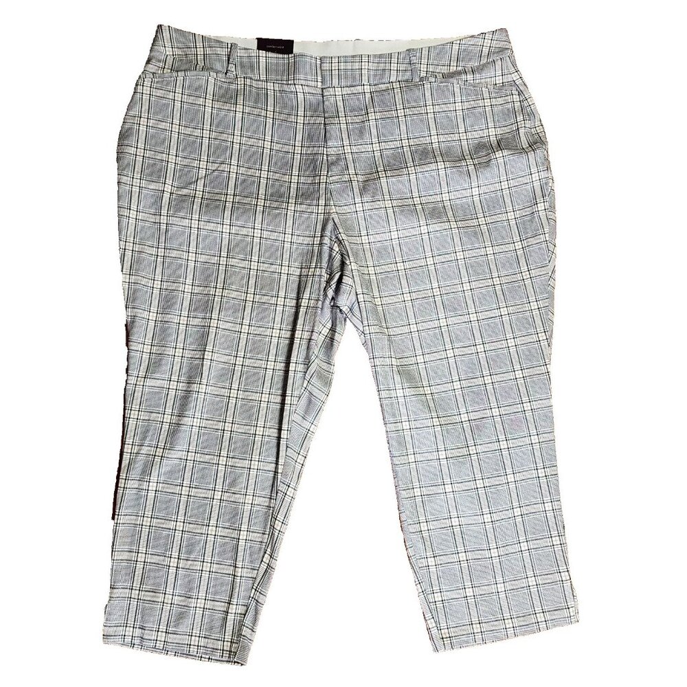 NWT AVA & VIV‎ Black White Plaid High Rise Ankle Pants Womens Plus Size 26